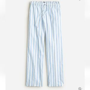 J Crew Women's Soleil Blue & White Striped Linen Blend Wide Leg Pants Size Small